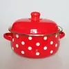 Olla Gruesa Doble Asa Nostálgica, Tazón para Fideos Instantáneos, Olla para Sopa, Tazón de Esmalte para Sopa Calentable en Inducción, Tazón de Sopa Doméstico con Tapa