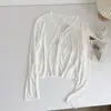 Cárdigan Ligero de Punto de Algodón Tencel para Mujer, Ropa con Protección Solar, Camisa Transparente de Manga Larga de Verano para Aire Acondicionado, Ropa de Baile, Cubierta de Yoga para Mujer
