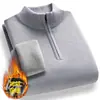 2026 Otoño Invierno Nuevo Suéter de Punto de Terciopelo para Hombre de una Pieza con Media Cremallera y Cuello Alto Talla Grande Camisa Base Casual