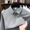 Camisa polo masculina de manga comprida transfronteiriça do Sudeste Asiático, camisa básica de cor sólida de luxo leve para primavera e outono, camiseta com gola antibacteriana feita sob medida, roupa de trabalho