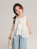 Vestido de Verão Pudding Haru para Meninas 2025 Novo Conjunto Doce e Artístico Infantil de Regata e Calças de Três Peças