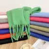Cachecol de Lã Mohair Liso para Outono e Inverno para Mulheres, Estilo Coreano, Moderno, Versátil, Engrossado, Quente, Cachecol com Franjas, Xale para Mulheres, Atacado