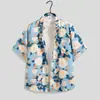 Camisa Floral Retro de Manga Corta Estilo Hawaiano Chaqueta Elegante Yuppie para Hombre Antigua Camisa de Manga Corta Estampada de Verano para Playa