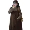 Ropa de maternidad otoño e invierno nuevo conjunto de dos piezas de peto de pana estilo coreano conjunto de base a rayas de cintura alta que cubre la barriga