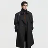 Trench coat estilo coreano, masculino, comprimento médio, corte solto, moderno e estiloso, comprimento até o joelho, novo casaco casual de primavera/outono