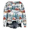 Nuevo suéter transfronterizo otoño e invierno 2023 estampado digital 3D para mujer tendencia callejera navideña camiseta de cuello redondo top