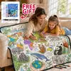 Manta con diseño de mapa de animales transfronterizo, hecha a medida, superventas en Amazon para niños y adultos, manta para pintar y garabatear a mano DIY