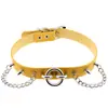 Comercio electrónico transfronterizo fuente Europa y Estados Unidos original nuevo punk remache exagerado cadena de anillo O grande collar de cuero PU