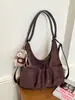 Bolsa de mano informal de gran capacidad, bolso de hombro de color liso, bolso de hombro informal estilo coreano para mujer, bolso plisado simple, bolso para ir al trabajo para mujer