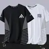 Camiseta masculina de verão de seda gelada, manga curta, gola redonda, manga curta, tamanho grande, simples, para todos os gostos, secagem rápida