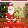 Adornos de Escritorio de Reno de Santa Claus Adornos Pequeños de Madera Navideños Muñeco de Nieve Decoraciones de Barra Decoraciones Festivas