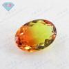 Gema Huagang en forma de huevo, turmalina sintética, piedra desnuda, venta al por mayor, diamante artificial ovalado con gradiente amarillo dorado.