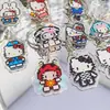 Pingente Acrílico Pixel Sanrio Hello Kitty Chaveiro Desenho Animado Fofo Decoração de Bolsa de Estudante Pequeno Presente