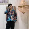Camisa de Botella de Vino Estilo París Francés para Hombre Camisa de Diseñador de Nicho Estilo Hong Kong Retro Delgada Floral Chaqueta de Manga Larga