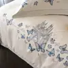 Jogo de Cama de Cetim Francês de Alta Contagem e Alta Densidade 100% Algodão Conjunto de Quatro Peças Bordado Pesado Bordado de Borboleta Capa de Edredom 100% Algodão Puro Estilo para Todas as Estações
