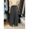 Pantalones de Lana de Pierna Ancha Adelgazantes de Cintura Alta Nuevos de Otoño para Mujer, Pantalones Casuales Sueltos con Caída, Pantalones de Traje Elegantes Gris Oscuro