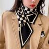 Bufanda Cálida de Invierno para Mujer 2024 Cuadros Príncipe de Gales Pequeños Borde Diagonal Versátil Calentador de Cuello con Borde de Borlas Cuadros