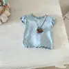 Conjunto Floral para Bebé Niña 2025 Verano Nuevo Estilo Cómodo Suave Rizado Camiseta con Mascarilla Pantalones Florales de Pierna Recta