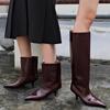 Botas Longas Ins de Cano Largo Estilo Minimalista para Mulheres Outono e Inverno 2026 Novas Botas de Cavaleiro Retro Bico Fino Afinando Salto Fino Botas Skinny