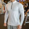 Nuevo Otoño Media Cremallera Fitness Manga Larga para Hombre Ropa Deportiva de Correr Absorbente de Sudor Transpirable de Secado Rápido Baloncesto Entrenamiento Ajustada