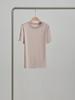 Primavera y Verano Nuevo Top de Seda de Morera de Color Puro Transpirable Seda Simple Camiseta de Manga Corta Moda Top Básico para Mujer