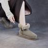 Botas de nieve de algodón cálidas e informales de suela gruesa para mujer, botas de lana combinables con hebilla de cuerno, para invierno, 2024