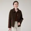 Casaco de Lã Dupla Face 2026 Estilo Old Money Novo para Mulheres, Versão Curta para Figuras Baixas, Versátil, Slim-Fit, Jaqueta Simples de Lã