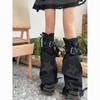 2023 chica caliente nueva estrella bordado Y2k cordones correa mezclilla retro micro pata de trompeta conjunto de pierna calcetines de tubo para mujer
