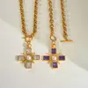 Collar Colgante Cruzado de Acero de Titanio Más Vendido Transfronterizo Serie Cadena de Clavícula de Oro de 18 Quilates Sin Decoloración Lujo Accesible Joyería de Nicho