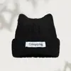 Chapéu de Tricô com Orelhas de Gato Estilo Coreano Outono Inverno Feminino Quente Afina o Rosto Chapéu de Lã Fofo Proteção para Orelhas Chapéu para Clima Frio Versátil Chapéu de Pelúcia