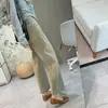 Uau, a cor moca é incrível! Jeans confortável, com elasticidade em quatro direções, perna reta, cintura alta, emagrecimento, calças de perna larga para mulheres, perfeitas para o outono