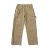 Pantalones Casuales de Bolsillos Múltiples Estilo Retro Americano de Moda BSAPA para Hombre, Pantalones Rectos Holgados, Pantalones de Trabajo 100% Algodón KZ3161