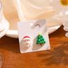 Brincos Série Natal Outono e Inverno Agulha de Prata 2025 Brincos Pintados Personagem de Desenho Animado Doce Infantil Brincos Nó de Natal