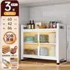 Aparador de Cocina de Piso para el Hogar Gabinete a Prueba de Polvo Gabinete de Almacenamiento Estante de Almacenamiento de Múltiples Niveles Gabinete de Almacenamiento Multifuncional para Microondas