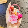Ins estilo acrílico personagem cartão chaveiro bolsa escolar pingente pequeno fresco chaveiro menina texto decoração pequeno presente pequeno