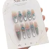 Estrela do Mar Diamante Puro Feito à Mão Exclusivo Unhas Vestíveis Temperamento Cool Manicure Prata Gradiente Azul Flor de Diamante Adesivos para Unhas