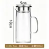 Jarra de vidro para água fria com tampa de bambu, resistente ao calor, com filtro embutido, adequada para uso doméstico, sala de estar, chá de frutas e bebidas