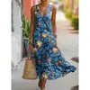 Moda Femenina Nueva Primavera/Verano Marca Independiente Europea y Americana Transfronteriza Minimalista Elegante Holgado Cuello en V Estampada Botón Diagonal Vestido Camisa G956