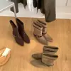 Primer Encuentro Temporada 2026 Hebilla Atmósfera Cuña Botas Vaqueras Mujer Piel Mate Adelgazantes Versátil Botas de Jinete