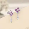 Brincos Originais de Flor de Íris Monet para Mulheres, Brincos Florais de Prata Esterlina Estilo Floresta de Verão, Brincos Esmaltados de Resina com Design de Nicho
