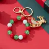 Chaveiro Fofo de Laço de Natal Árvore de Natal Rena Doce Contas Pingente de Bolsa Acessórios Presente de Natal