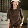 2026 Nuevo Producto de Principios de Otoño Estilo Coreano Camiseta Holgada de Cuello Redondo de Manga Media para Mujer Color Sólido Holgada Cuello Semiabierto Camisa Base MHMHT