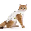 Roupa de Esterilização para Gatos, Roupa Cirúrgica para Gatas, Roupa 100% Algodão, Estilo Fino Respirável, Roupa para Desmame com Velcro, Anti-Lambedura Pós-Cirúrgica para Gatos Machos