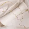 Aogu Moda Transfronteiriça Luxo Leve Banhado a Ouro 18K Inlaid Zircônia Aço Inoxidável Colar com Franja Feminino Nicho Corrente Clavícula de Alta Qualidade