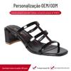 Sandálias e chinelos personalizados OEM de qualidade europeia e americana com bico quadrado e salto alto, fabricante com processamento transfronteiriço