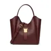 Bolso Cruzado de Cuero de Vaca de Primera Capa de un Solo Hombro, Cuero Genuino, Transfronterizo, Moderno, Versátil, Sencillo, Elegante, Gran Capacidad, Lujo Ligero