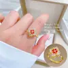 [Galvanoplastia de ouro real] Design Europeu e Americano ins Wind Geometry Diamond Ball Ring Anel Aberto de Vento Frio para Mulheres