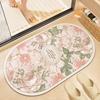 Alfombrilla de Piso de Barro Diatómico Estilo Pastoral Planta Flor Alfombrilla de Piso para Baño Inodoro Baño Fácil Cuidado Absorbente Antideslizante