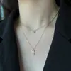 Nuevo Collar de Palma de Plata de Ley S925 para Mujer, Collar Ojo del Diablo, Cadena Doble para Clavícula, Envío Directo de Fábrica