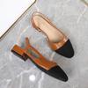 Zapatos Planos de Mujer con Bloques de Color en Stock, Talla Pequeña, Tacón Bajo, Sandalias de Punta Cerrada Estilo Chanel, Plataforma Plana, Talla Grande, Tacón Bajo Grueso